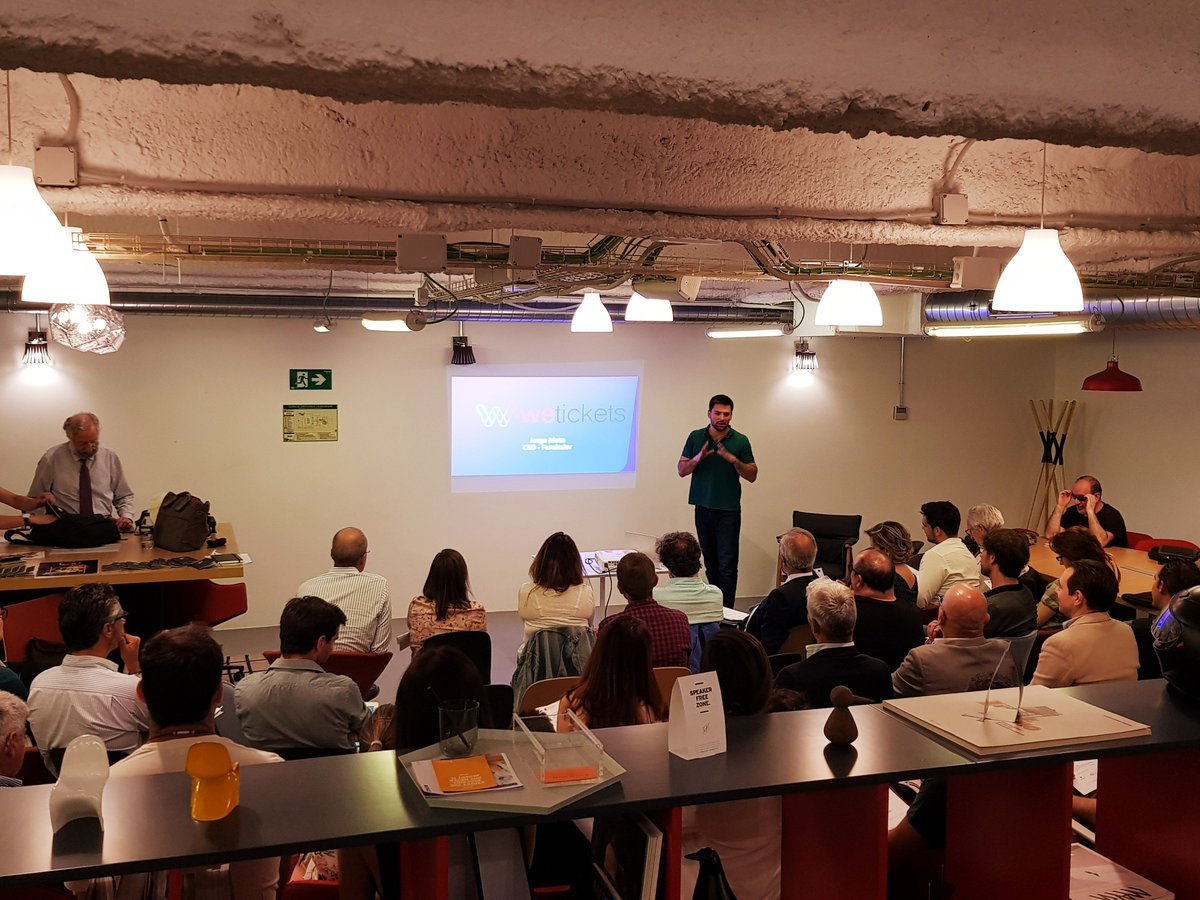 AnaAramendia's tweet image. Jorge presenta un proyecto muy ambicioso con #WeTickets en el @KeiretsuSpain en @spacesworks #SpacesRío #startups
