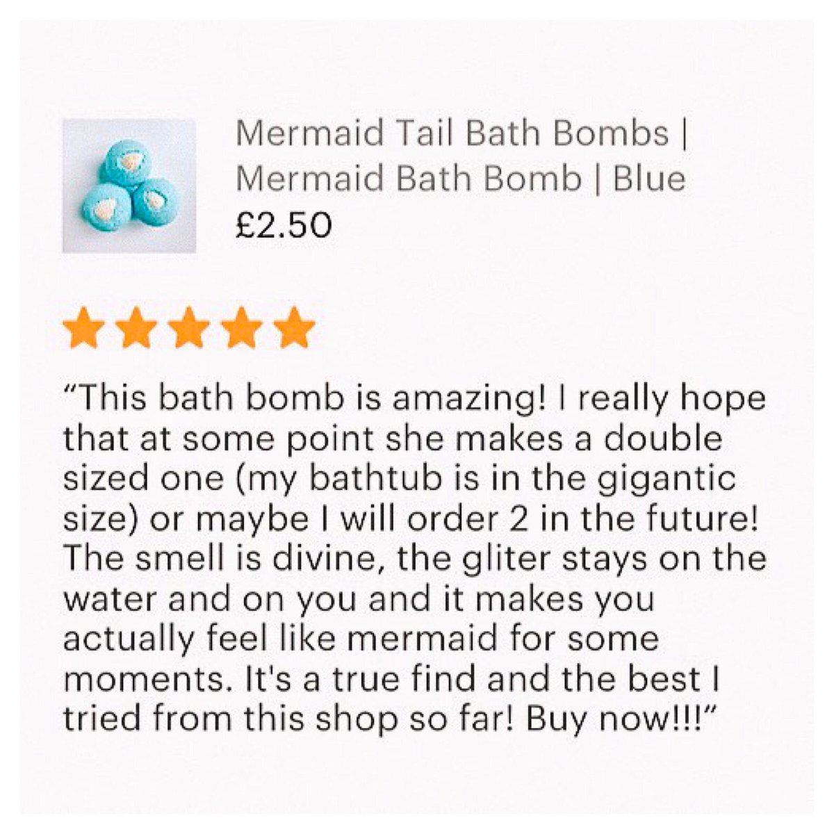 Love getting customer reviews!! This lovely lady did go on to order more of my mermaid tail bath bombs and guess what - I snuck in an extra large one for her 😘🧜🏼‍♀️ #bathbomb #naturalskincare #bathbombs #customerreview #shopmarlow