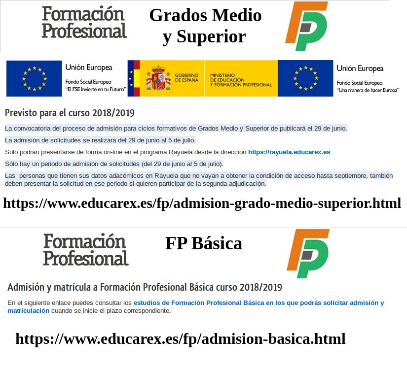 ADMISIÓN Y MATRÍCULA. CICLOS FORMATIVOS Y FP BÁSICA. CURSO 2018/2019
iessierradesantabarbara.educarex.es/index.php/secr…
