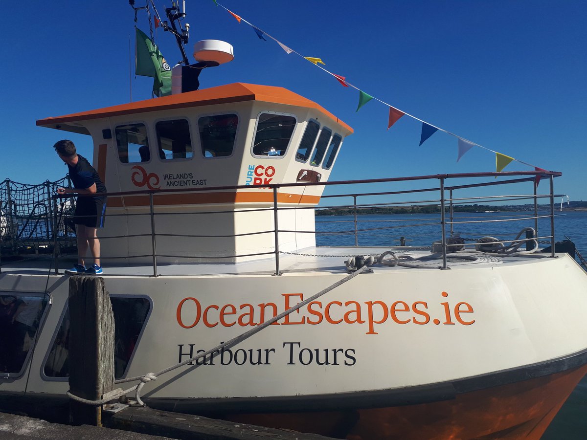 corkcitycentre's tweet photo. Thanks to @PortofCork for arranging the boat trip back from Cobh to the city for some #AoUcongress delegates in the brand new @oceanescapesir1 with @pure_cork proudly displayed https://t.co/FaTNPeVz6H
