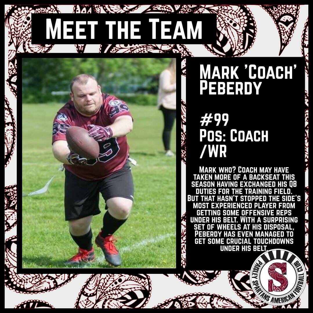 RRaptorsFlag's tweet image. Lets kickoff of our 'Meet the Team' series with the coach shall we? 🧐😎 We'll introduce a player ever 10mins tonight! #BAFA #BAFANL #FlagFootball #Britball #PaisleySpartans #Paisley