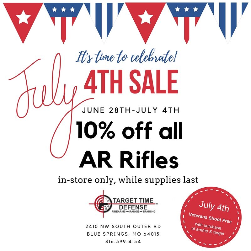 TargetTimeD's tweet image. Celebrating Independence Day for an entire week! #targettimedefense #sale #independenceday2018 #fourthofjuly #fourthofjulysale #haveablast #celebratewithus #veterans #armaliterifle #getyours
