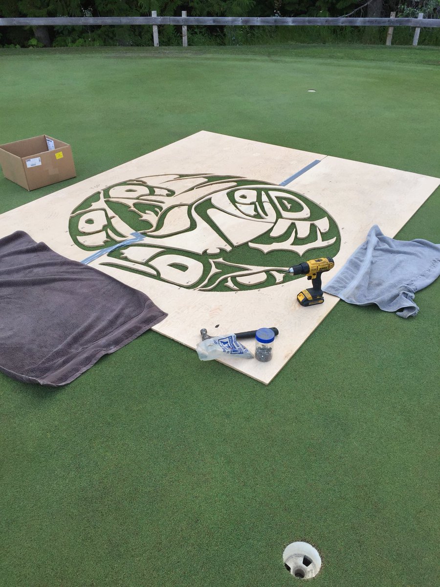 A lot of jigsaw and hand work but the Haisla logo looks good for this weekends Men’s Open. #ironart #Haisla