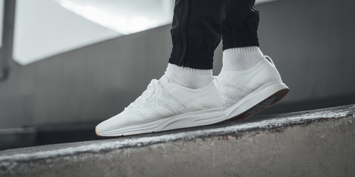 white gum flyknit trainer