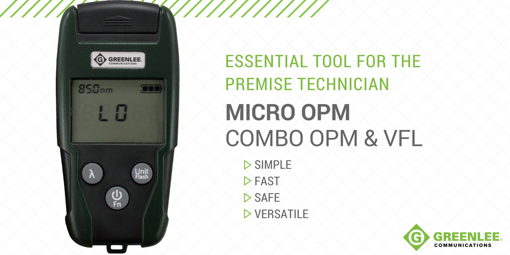 GreenleeComms's tweet photo. The new Micro OPM is an optical power meter and visual fault locator wrapped up in one giving you the tools you need to troubleshoot FTTx and point-to-point networks! Learn more: https://t.co/YShKWciZ2u #OpticalPowerMeter #VFL #fiberTOOLS #GreenleeComms #FTTH https://t.co/9UgN4wZCF4