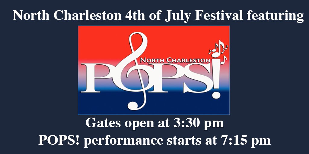 Join us as the North Charleston POPS! presents a patriotic concert on the 4th of July at Riverfront Park in North Charleston! There is nothing like fireworks and live orchestra music! Free! Fun! Festive!