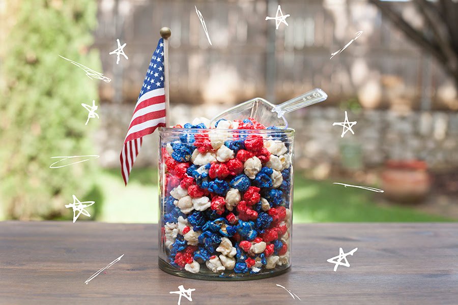 MomAndPopcorn's tweet photo. Are you ready for the 4th? We've got your red, white &amp; blue covered! Our popcorn cases are perfect for an explosive party. Choose up to 6 flavors (we recommend Cinnamon, Blueberry &amp; Vanilla). Our cases are 15% OFF! Use code: BOOM 
EXPIRES 7/3/18. #momandpopcorn #downtownmckinney https://t.co/shWANakuIk