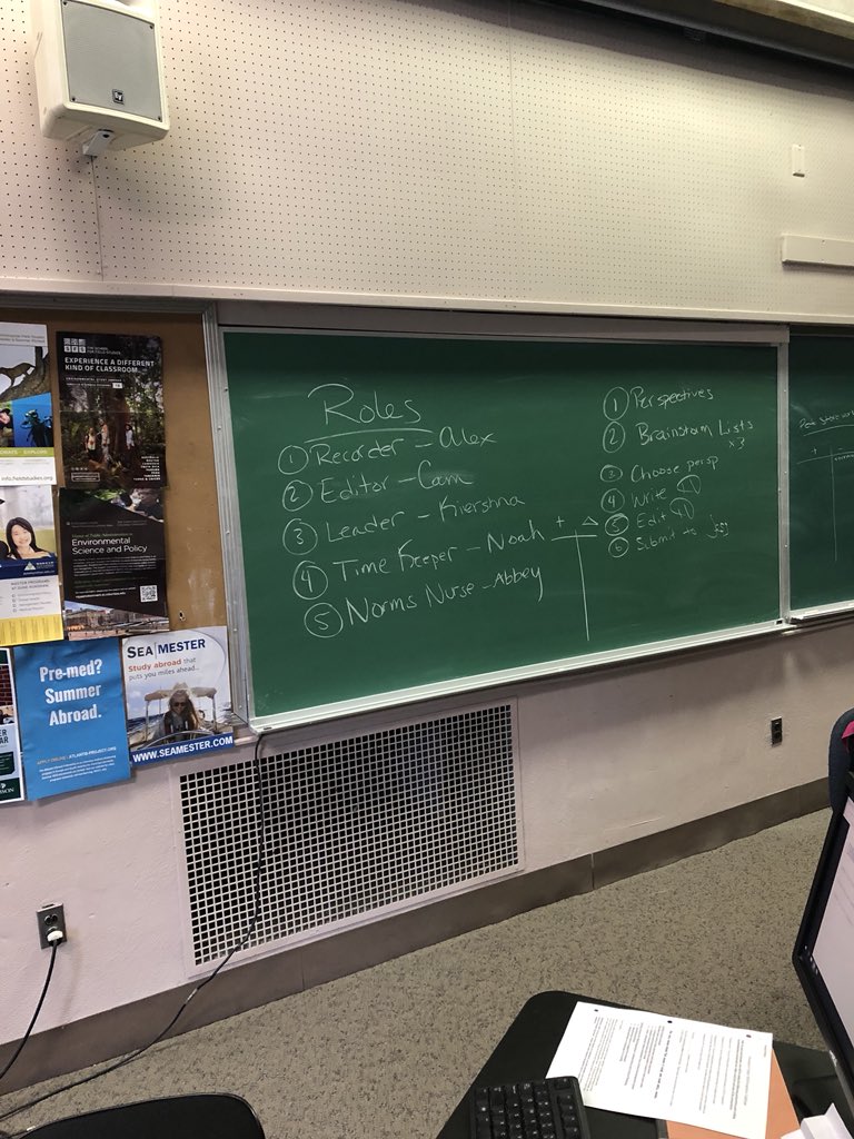 Critical skills classroom at UB! They were introduced to “The Puppy Mill Challenge” where we chunked it established quality criteria, covered roles, and rotated through perspectives for argumentative writing! #criticalskillsclassroom #aune #upwardbound2018 #facilitativelearning