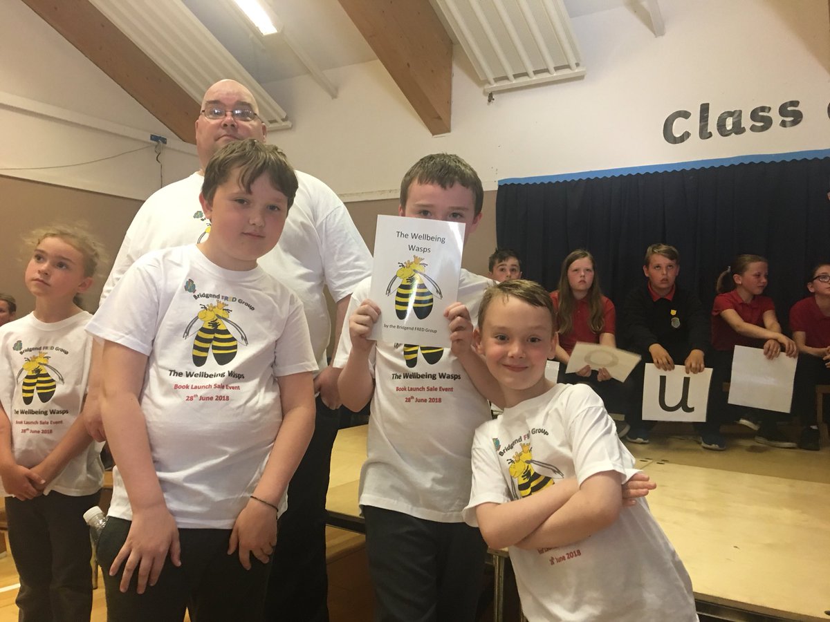 bridgendprimary's tweet photo. So proud of this BPS team... the FRED group! (Fathers Reading Every Day) 

Today saw the launch of their very own published book, ‘The Well-being Wasp’ What an amazing achievement! 
#literacy #reading #FRED #success #publishedauthors @M_J_Stephenson https://t.co/zchOlC48LN