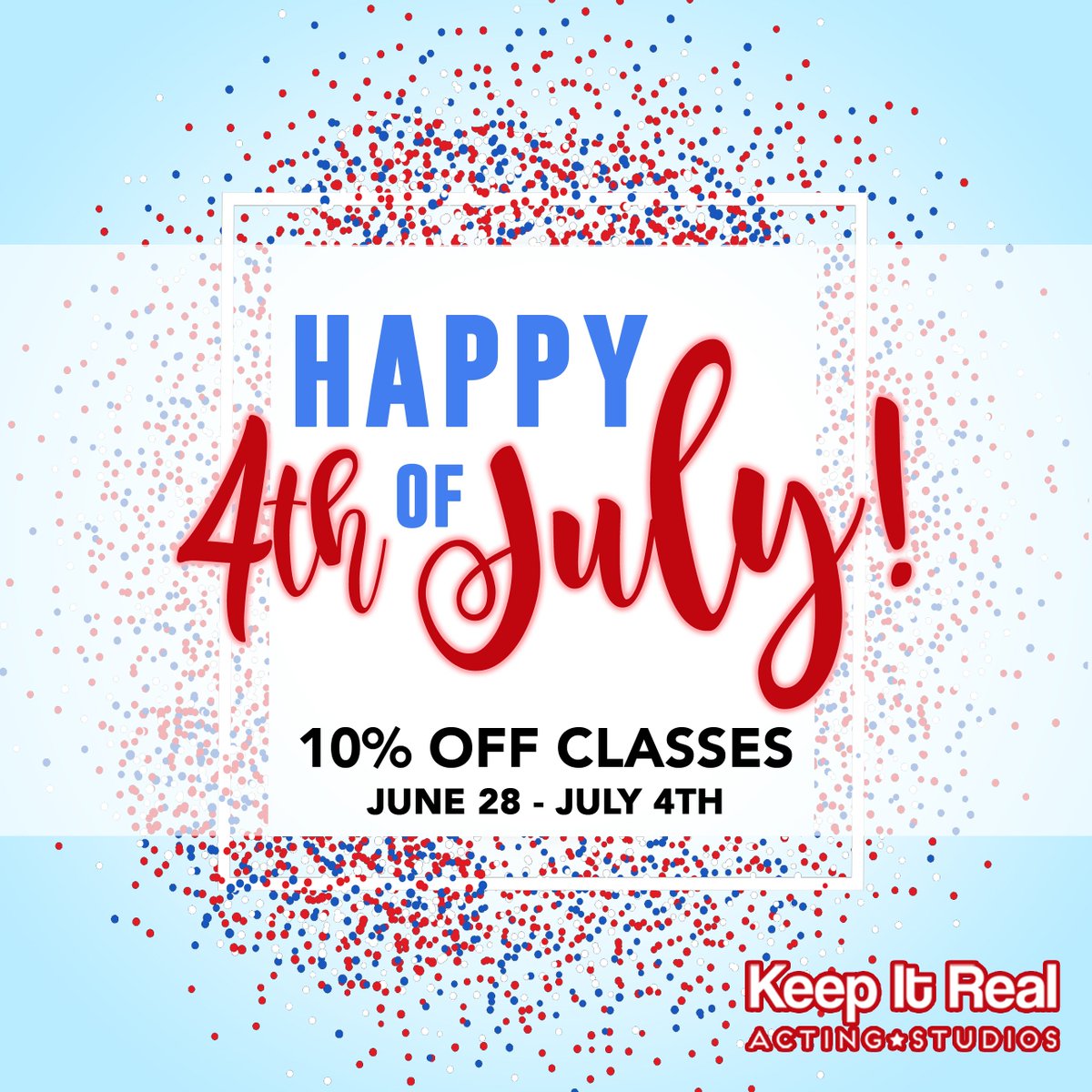 KeepItRealActin's tweet photo. Our annual 4th Of July Sale is here...& it's bigger than ever!
Save 10% on KIRA Classes: https://t.co/ja2FugWjAH
Save 10% on TBOA: https://t.co/2veZNCSwJO
#ActorSales #ActingClass #ActorsLife https://t.co/jJZKzfaKyp