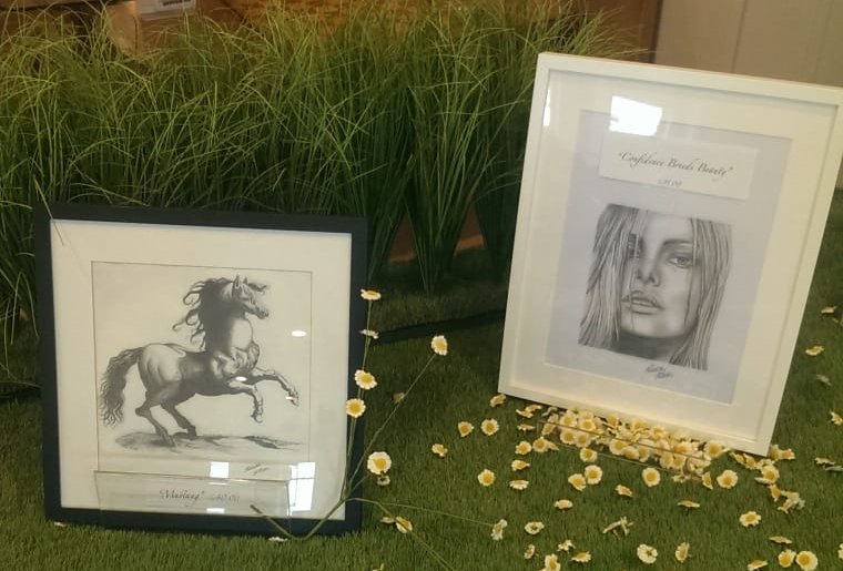 camfest2018's tweet photo. Some of the beautiful art pieces now up in House of Fraser from Seasons Art Class students. These will be on display throughout CamFest 2018 #camfest2018 #camberley #art https://t.co/KoDyckCwL0