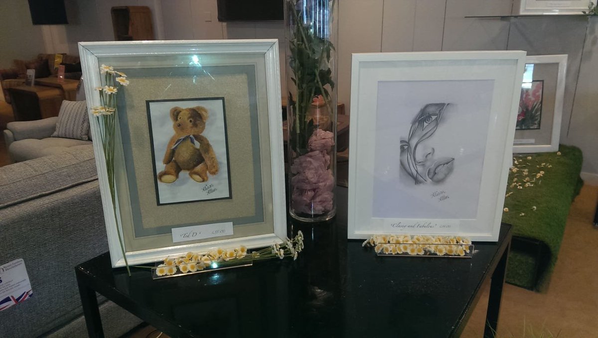 Some of the beautiful art pieces now up in House of Fraser from Seasons Art Class students. These will be on display throughout CamFest 2018 #camfest2018 #camberley #art