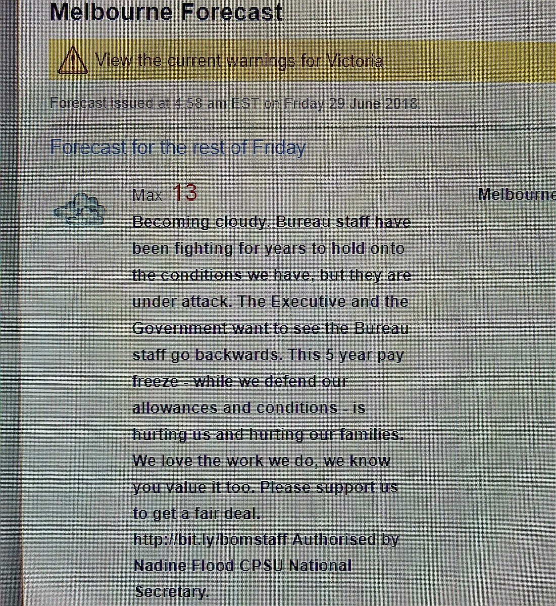 jamesrobertlake's tweet photo. Using the tools at your disposal! We applaud you #forecast #weather #BOMonSTRIKE @BOM_Vic https://t.co/zvgjwAOU1X