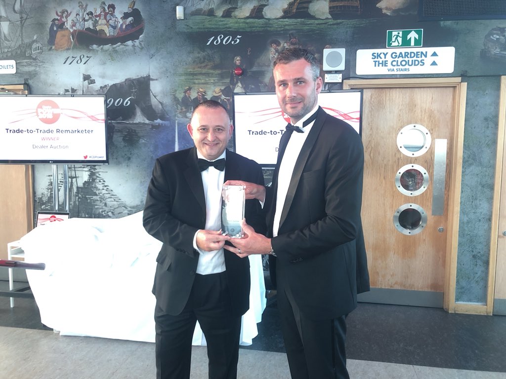 CarDealerMag's tweet photo. The #CDPower Trade-to-Trade Remarketer of the Year winner is… @DealerAuction! Well done! https://t.co/32Cj6Q9wzf