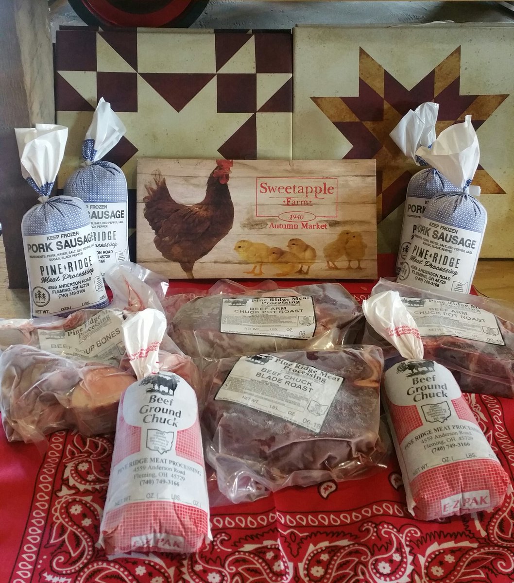 Grillin' July 4th?  Our grass fed ground beef $5.90 lb, grass fed roasts $6.50lb, soup bones $1.99lb &amp; whole hog sausage $4.75 lb. Email us at sweetapplegoats@gmail.com or call us at 740-678-7447 to place your order. Thanks for supporting our family farm!