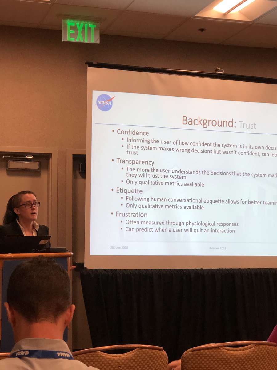 leaningintolife's tweet photo. .@IAStranger discussing measures of trust in human machine systems.  #ATTRACTOR @DrDanetteAllen @aiaa https://t.co/g9vMS4393y