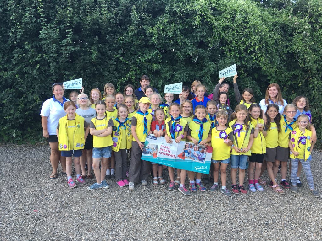 sjskenyon's tweet photo. Tey District celebrating and learning about EqualiTeas#gguidinganglia #vote100 #YourUkParl #GirlguidingENE #EqualiTeas #FortheGirl https://t.co/0qz9UFDvCa