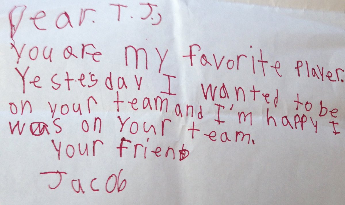 How cool is this?! First picture is TJ and Jacob today. Second one is them 3 years ago after Jacob told TJ he was his favorite player! #TheBrook #FutureRaiders