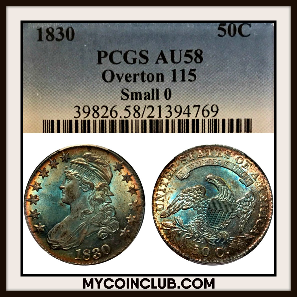 MyCoinClub's tweet image. This absolutely stunning 1830 Bust Half graded AU58 by @PCGScoin is our featured coin of the day and also has some of the most beautiful toning you will see!  Come visit us and show us YOUR coins!  You may have the next featured coin of the day!
mycoinclub.com