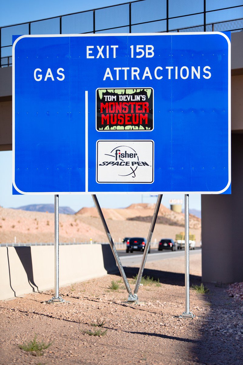 FisherPenCo's tweet image. Maybe you can't see us from space but you can definitely see us on HWY  11 coming into Boulder City! That's an attractive attraction sign! Photo credit @truhst