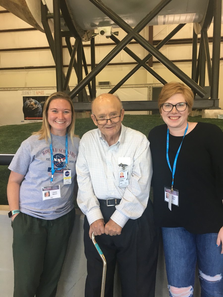MrsWhite6th's tweet photo. Meeting and learning from Norman Chaffee was such an honor. The Saturn V was mind blowing! #LiftOff2018 @TexasSpaceGrant https://t.co/Wr4ImbiFhZ