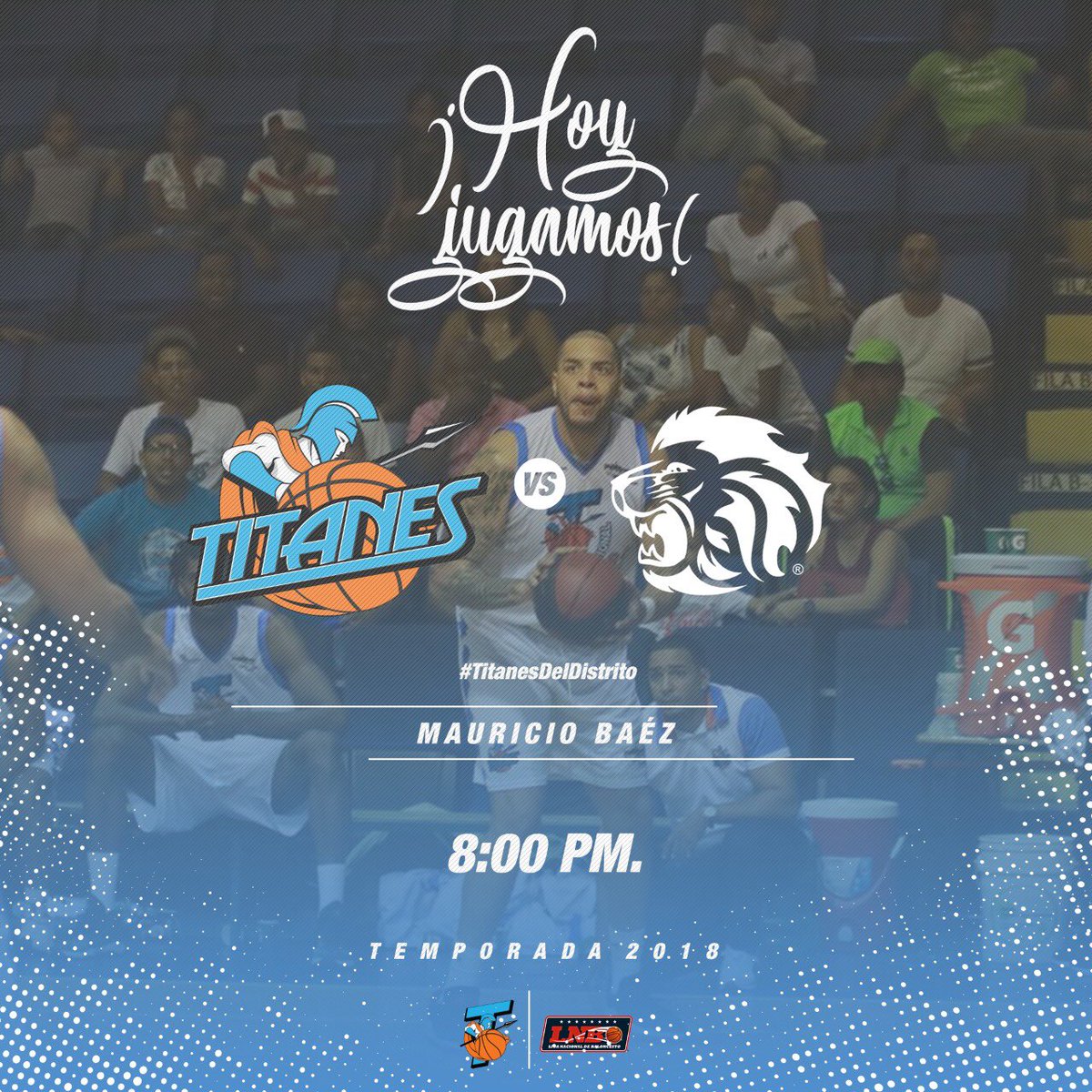 Hoy recibimos en nuestra casa 🏀 <a href="/CDCMauricioBaez/">MauricioBáez Oficial</a> a <a href="/LeonesBBClub/">Leones Basketball</a> 
A las 8:00 p.m. <a href="/lnbrd/">#LaSuperLiga</a> 
#titanesDelDistritoNacional .
