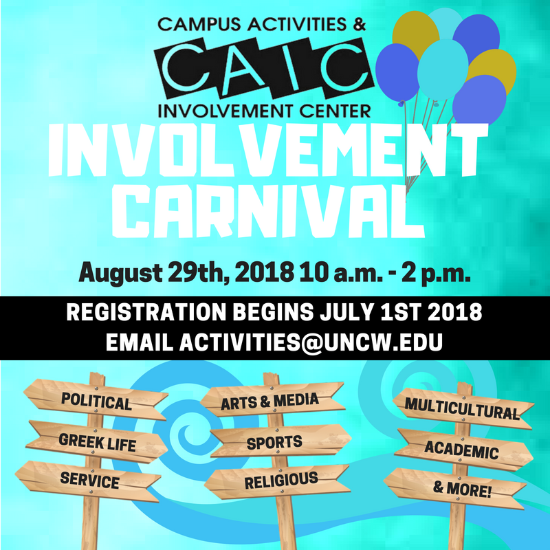 UNCWCAIC's tweet photo. GET GEARED UP FOR THE UPCOMING FALL INVOLVEMENT CARNIVAL! REGISTRATION OPENS JULY 1ST! 🎊 https://t.co/Mad9iy7LcM