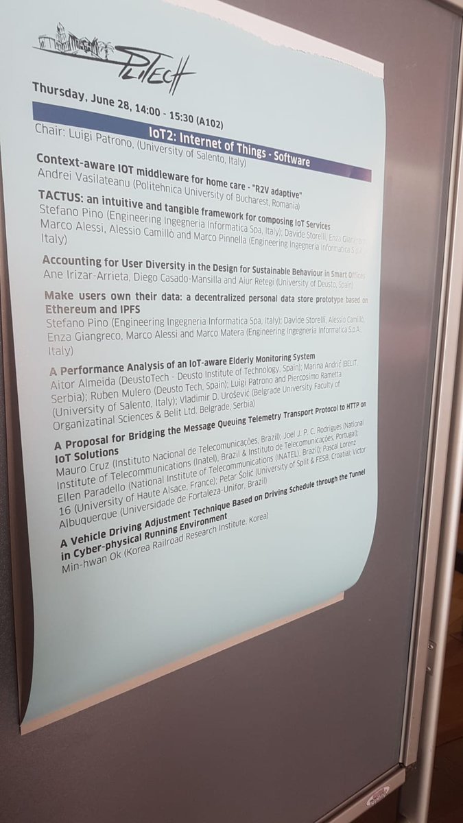 imatranga's tweet photo. @EngineeringSpa R&D lab presents @SpliTech 2018 two papers: #iot service composition and personal data store. #spliTech2018 #split #croatia https://t.co/gJu3hImOcq