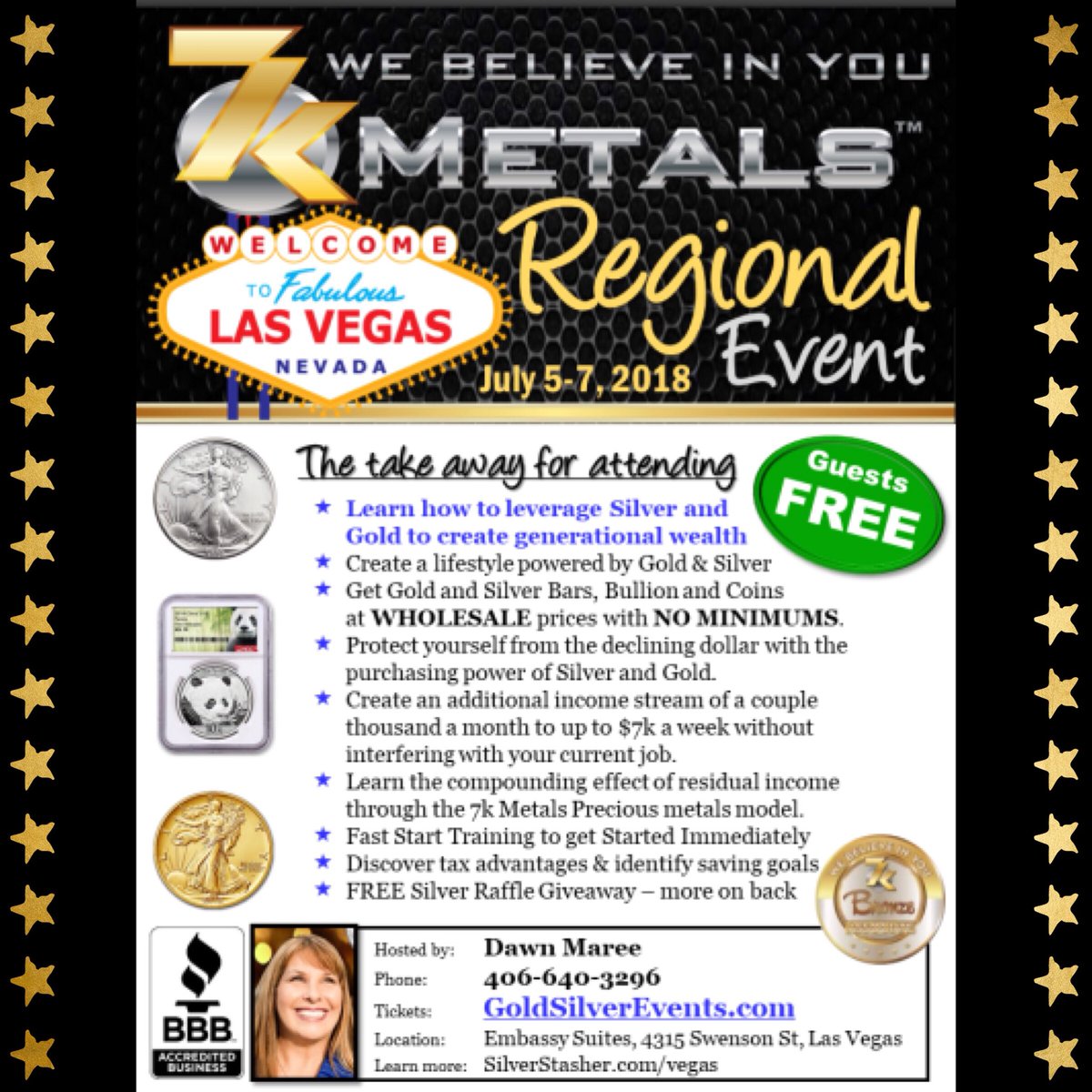 i7kMetals's tweet photo. It’s the 7 Day COUNTDOWN to the WEALTH STRATEGIES Training in Vegas! Invite your friends and be my Guest(s) when you reserve your tickets ahead of time.  https://t.co/YcLCHe16WO   #7kmetals #silverstasher #lasvegas  #vegasstrong #vegasmeansbusiness #bestofvegas #lasvegascityguide https://t.co/N04UrpYjYH