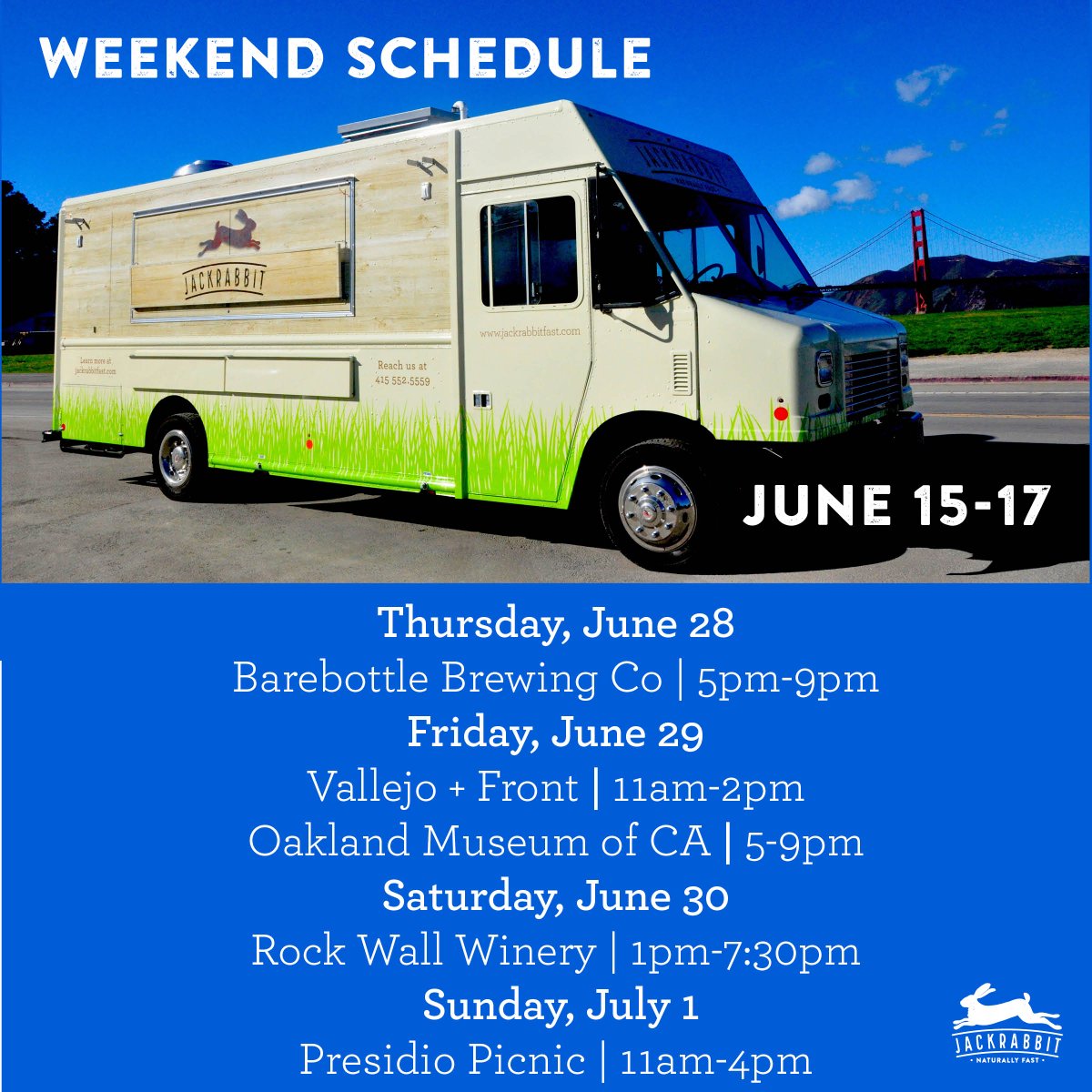 The weekend is almost here 🙌. We're headed to <a href="/barebottlebeer/">Barebottle Brewing</a> tonight, plus <a href="/otgsf/">Off the Grid</a> events at <a href="/oaklandmuseumca/">Oakland Museum of California (OMCA)</a> tomorrow night and #PresidioPicnic on Sunday...oh, and an East Bay wine day at <a href="/RockWallWines/">Rock Wall Wine Co.</a> Saturday! Let's do this!