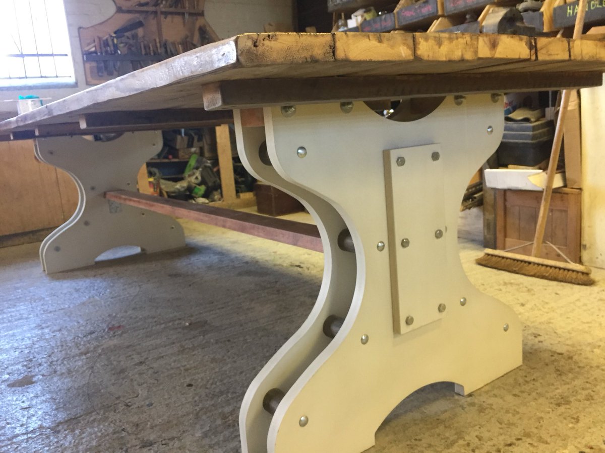 GethynTree's tweet image. If you’ve got 11 friends you could invite them for dinner around this huge table! 10ft long!
The base is my own design, industrial as you like! The top is made using roof boards from the old locomotive sheds at Derby, plenty of nice features and a great part of local history.£850