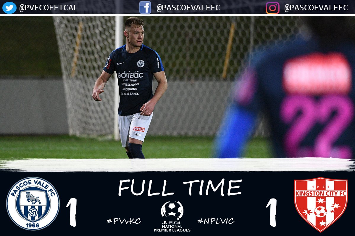 pvfc_official's tweet photo. FULL TIME | Pascoe Vale 1 (Abot 32’) drew with @KingstonCityFC 1 (Iaconis 27’) #PVvKC #Paco #PS4NPLVIC https://t.co/jvEHemKUFN