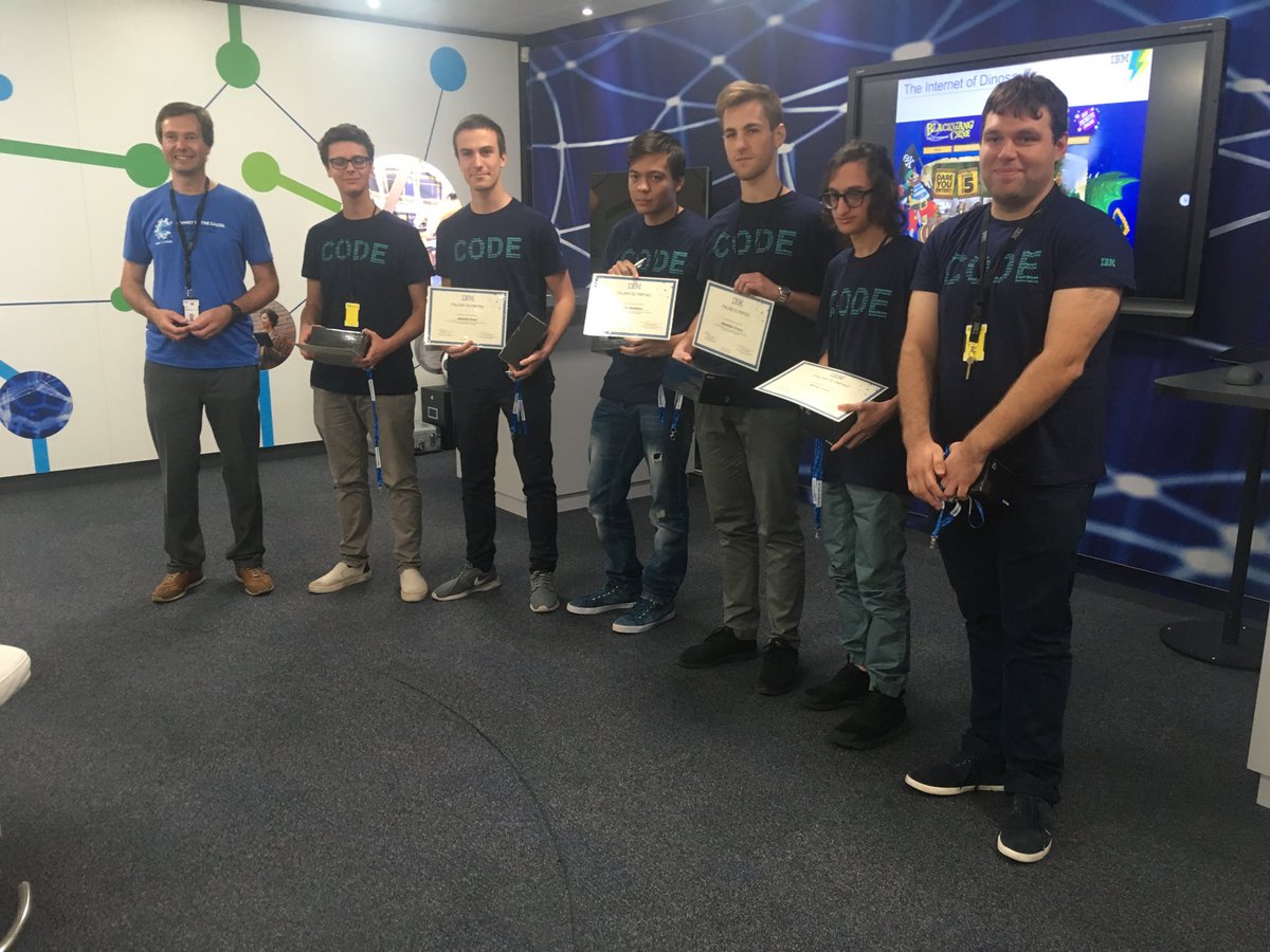 Our amazing 19 year old #HursleyOlympiad winners at the end of two weeks voice activating our <a href="/ibm/">IBM</a> ⁦<a href="/HurSite/">Hursley Site Info</a>⁩ ⁦<a href="/IBMWatsonIoT/">IBMWatsonIoT</a>⁩ Lab. Incredible demo using Watson Assistant Solutions! ⁦<a href="/andysc/">Andy Stanford-Clark</a>⁩