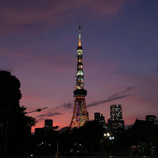 31_m's tweet photo. こんな色のカクテルあるよね。綺麗だったな。東京タワーのあかりもいつのまにか夏色になってる。
・
#東京タワー 
#夕焼け 
#紫 
#夏空 
#tokyotower 
#sunset 
#purple https://t.co/eTNVkU8UGa https://t.co/kV5c4POnkH
