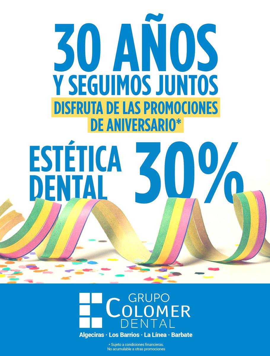 🎉🎉#Promociones 30 #Aniversario ¿Estas pensando en dar un cambio a tu #sonrisa? Ahora nuestros tratamientos de ESTÉTICA DENTAL tienen un 30% de #descuento. Pide tu primera cita GRATIS