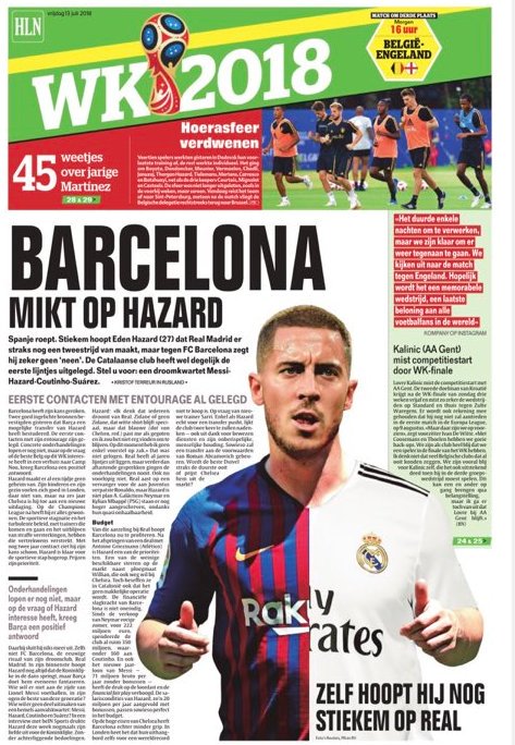 HLN: Chelsea are determined to keep a hold of Hazard & won't let him leave even for a world-record bid.