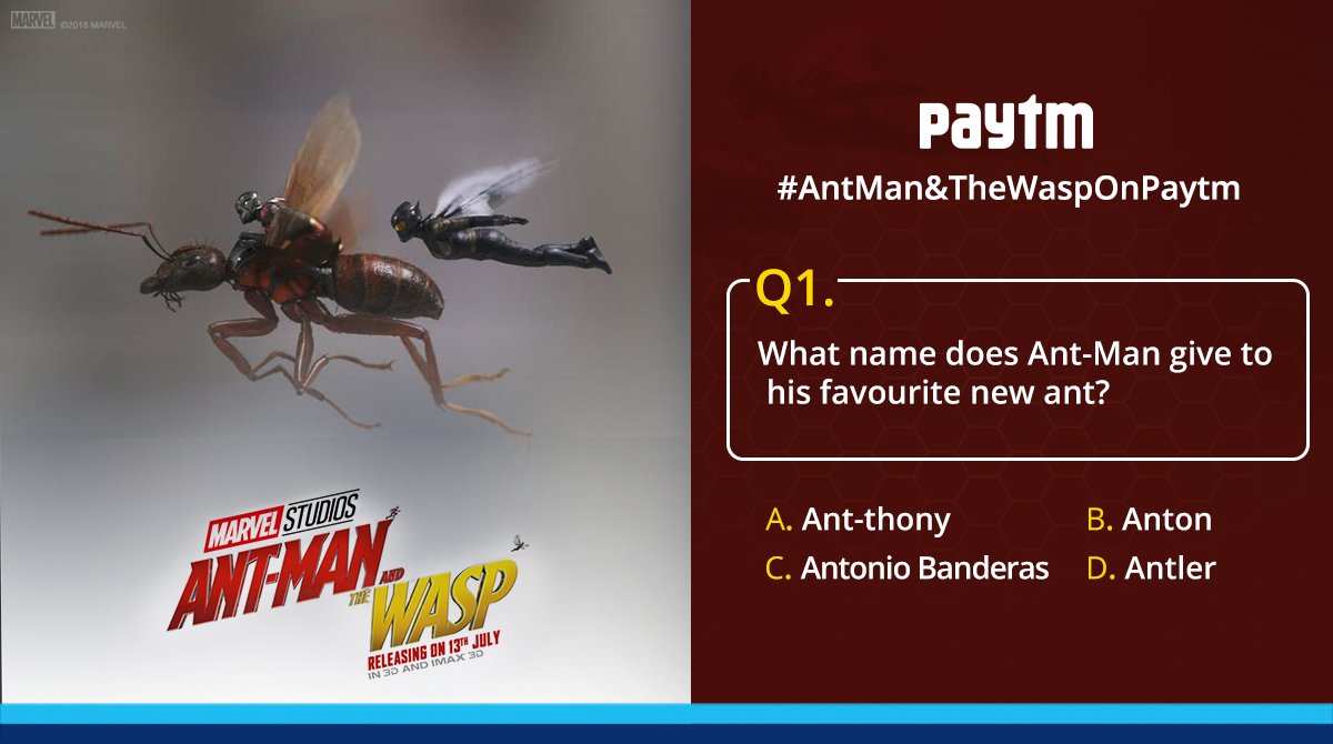 carebydistrict's tweet photo. Here's the first question for you! #AntManAndWaspOnPaytm https://t.co/dkdcB0aRCQ https://t.co/pRjcJsj1qK