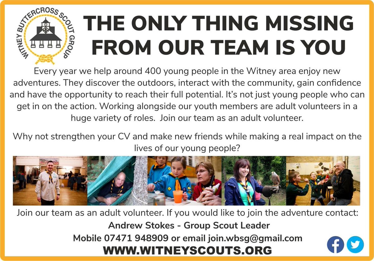 We are looking for new volunteers to be part of our adventure! Join one of the biggest scout groups in the UK and be part of something amazing! #witney #oxfordshire #scouts