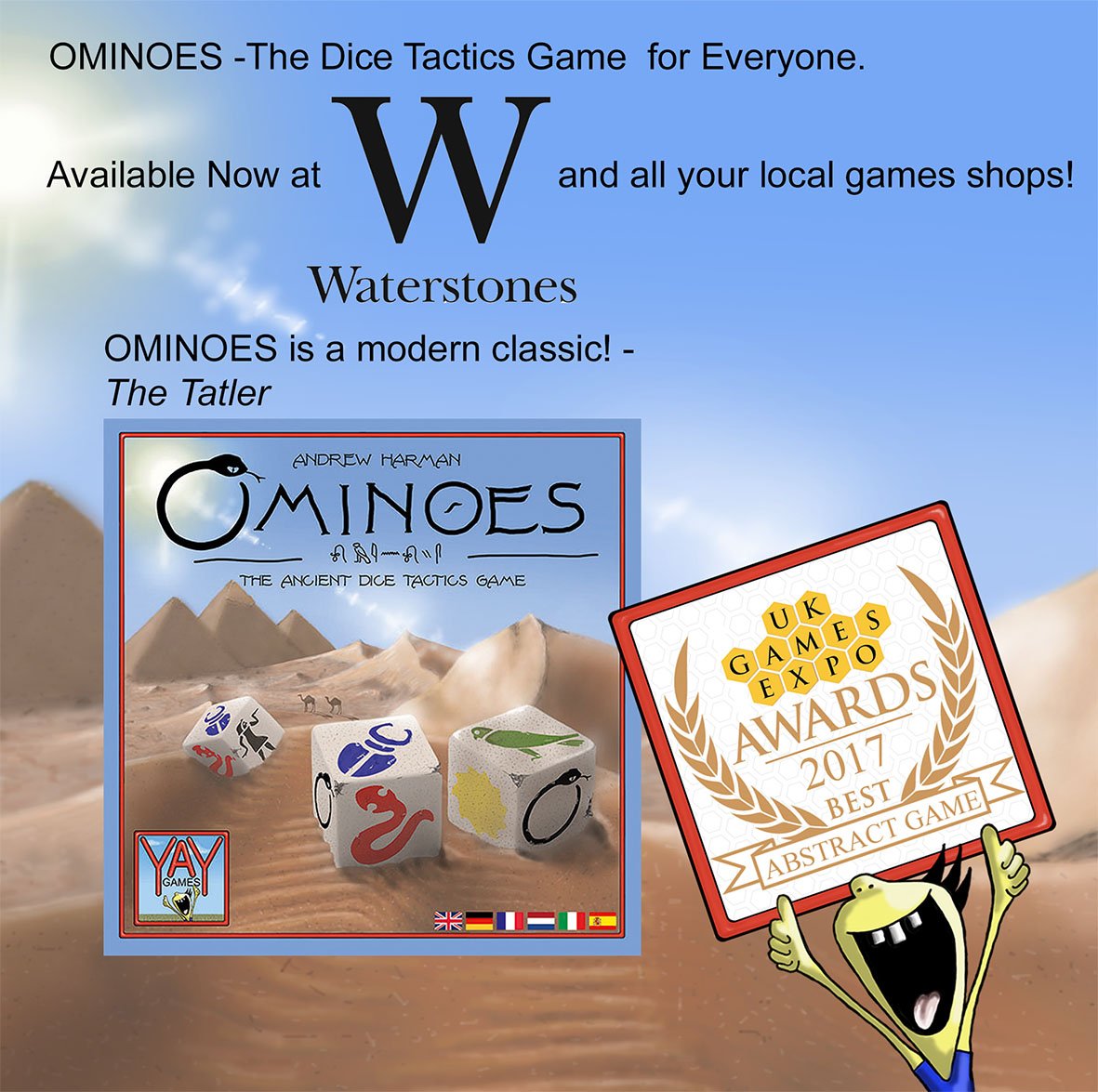 Hello people of Cornwall! Early next week Waterstones Truro will be having stocks of Ominoes in store. So pop in and grab some dice rolling fun to have with your cream teas! YAY!