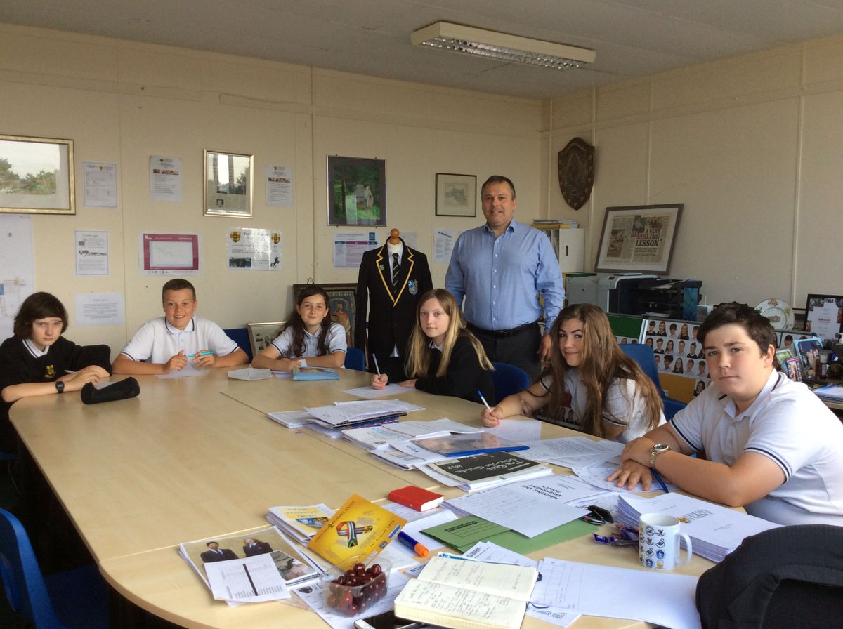 Busy morning <a href="/YDSStDavids/">Ysgol Dewi Sant</a> with Head Boy and Head Girl of @Penrhyndewi interviews taking place.  Picture is of  #YDSSchoolCouncil who are on the panel.