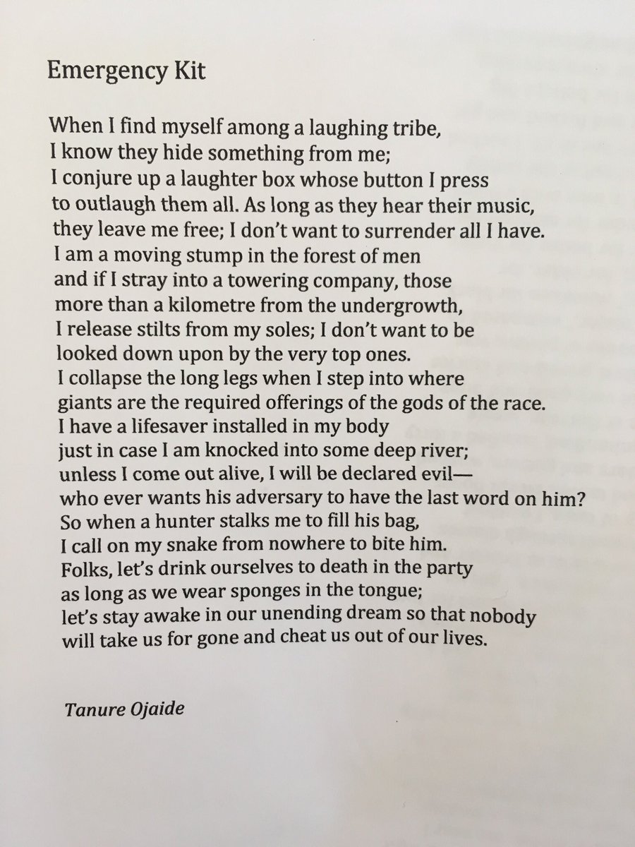 CarolineBirdUK's tweet image. ’I have a lifesaver installed in my body 
in case I am knocked into some deep river...’

-Tanure Ojaide #kittedout