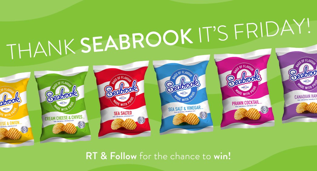 Thank Seabrook it's Friday!! #RT &amp; Follow for the chance to #win a box of crisps!  (UK Only) #fridayfeeling