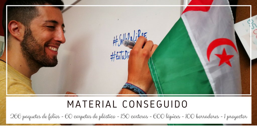 😍🐪🎉 Gracias a todas las personas que habéis hecho posible que el proyecto #EsTuDíaSahara saliese adelante.
 Hoy  hemos hecho entrega de la totalidad de material escolar, que con la  colaboración de la <a href="/dipuAlicante/">Diputación de Alicante</a>, conseguimos para este proyecto.
