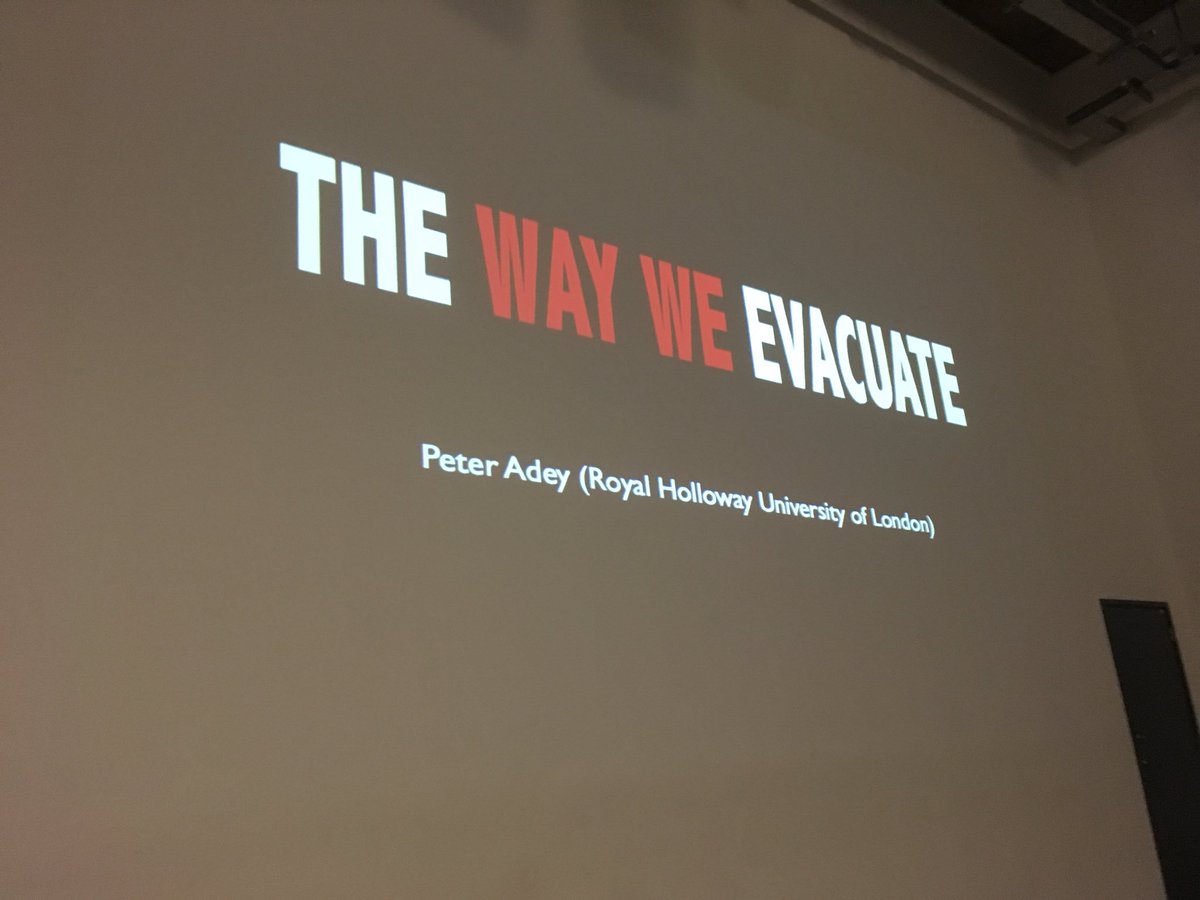 Really looking forward to hearing Pete Adey’s keynote speech on the way we evacuate <a href="/iMigMob/">Migration Mobilities</a> #imigmob2018