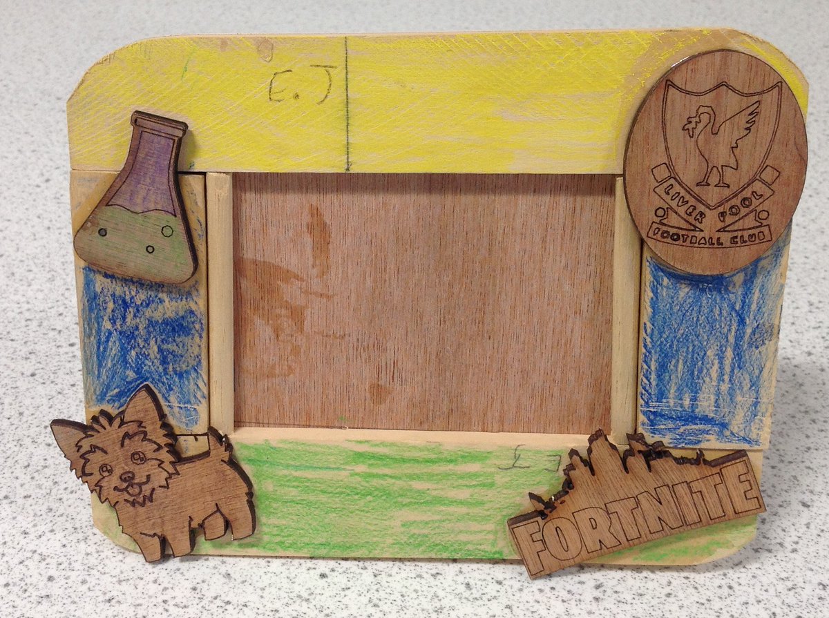 DT_HeathSchool's tweet photo. Frame Project complete! Well done year 7
Lovely Laser cut images and plenty of colour 🖌️🖼️
#frames #year7 #finalrotation #colour #friends #Fortnite #lasercut #wood #design #unicorns https://t.co/eC9rjjHz9p