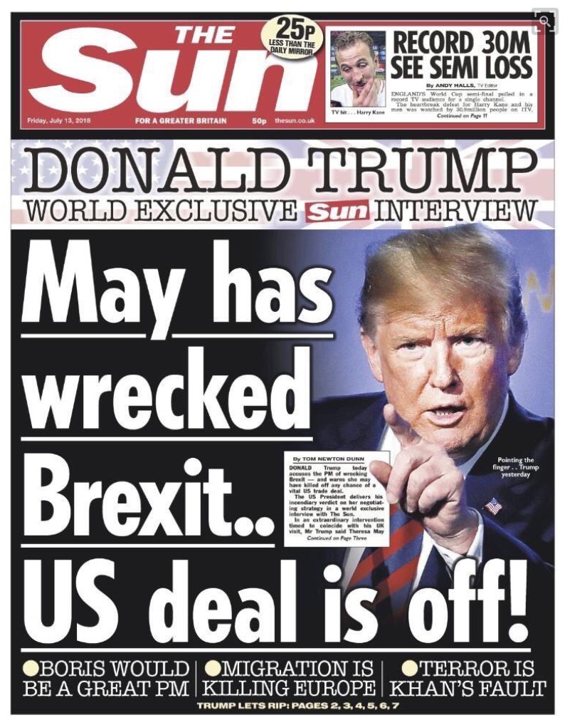Via his 'interview' for The Sun, populist #Trump is attempting to organise the extreme right wing in the UK at a time when extreme right wing forces are on the rise. WE MUST COME ON THE STREETS TO PROTEST. 2pm BBC. March to Trafalgar Square for rally. #StopTrump #UKTrumpVisit