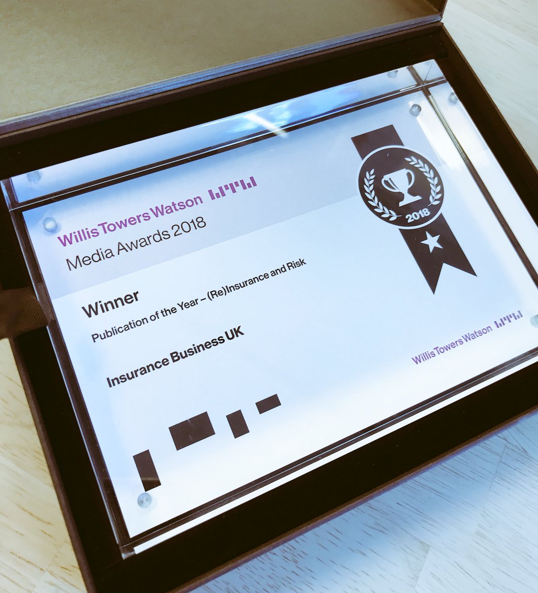 After a week of having the flu (in this weather!) have returned to the office today to find out we won <a href="/WTWrisk/">Insurance</a> Publication of the Year for (Re)Insurance and Risk. Well done <a href="/InsuranceBizUK/">Insurance Business UK</a> team!