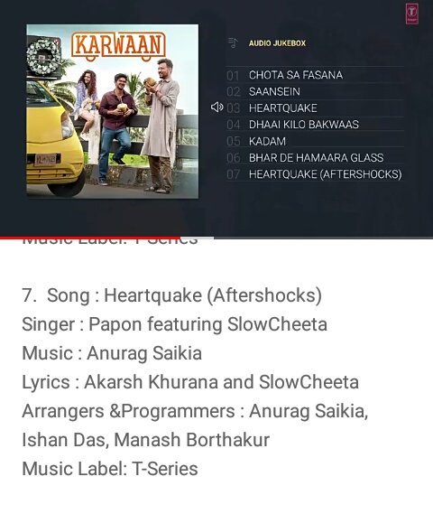 Check out @paponmusic 's two new songs #Heartquake & #Heartquake(aftershock) with @_SlowCheeta_ from #Karwaan 😍😍😍
Music by @anuraag_pychaea❤
Audio Jukebox link - youtu.be/znasUHiNhJs