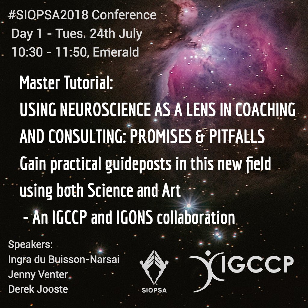 At the 20th Annual SIOPSA Conference do not miss out the master tutorial with Ingra Du Buisson Narsai, Jenny Venter and Derek Jooste. #SIOPSA2018 #SIOPSAConference2018 #IOPimpact #TheArtofCollaboration