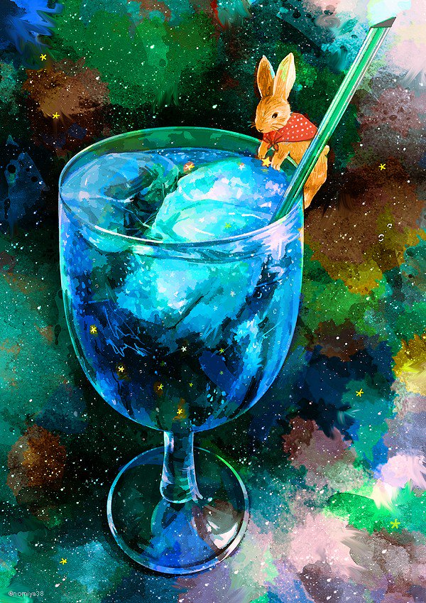 no humans cup drinking glass animal rabbit traditional media glass  illustration images